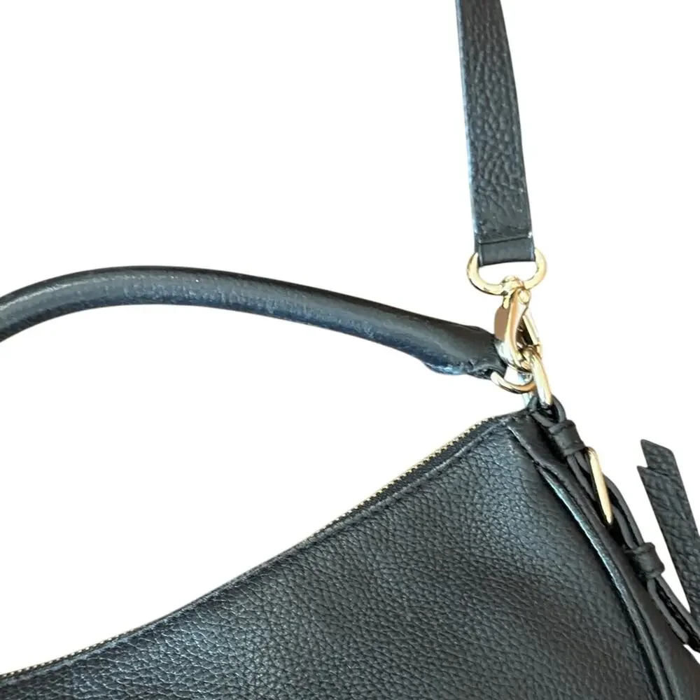 Kate Spade Ella Pebbled Leather Expandable Crossbody Shoulder Bag Black